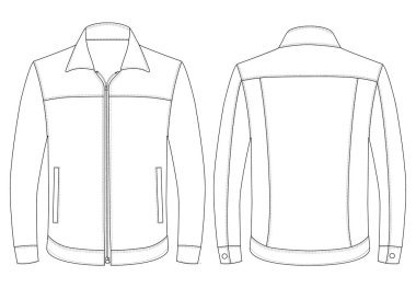 Deri ceket teknik vektör illüstrasyon spor ceket vektörü önde ve arkada