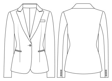 women slim fit tuxedo blazer, Basic One Button vector  illustration  design  clipart