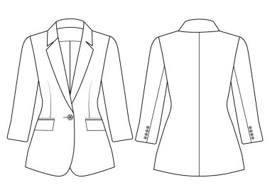 women slim fit tuxedo blazer, Basic One Button vector  illustration  design  clipart