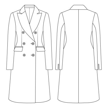 women double-breasted long blazer vector design illustration design clipart