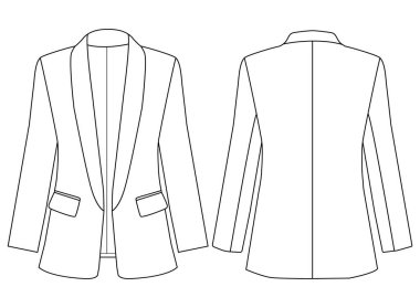 women Dinner fitted tuxedo Blazer Suit Jacket vector illustration design, clipart