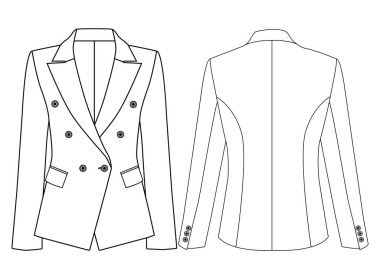 Askeri kadın blazer ceket ceket vektör illüstrasyon tasarımı,