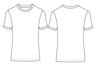  T-shirt forması modelleme vektör çizim şablonu tasarımı