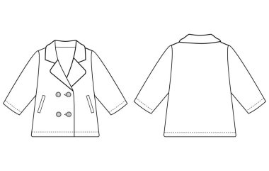 Erkek çocuk çift göğüslü blazer ceket tasarımı çizimi