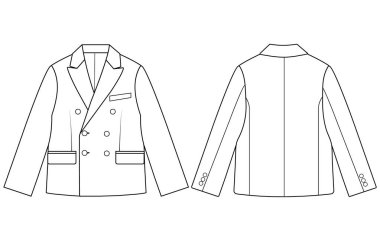 Erkek çocuk çift göğüslü blazer ceket tasarımı çizimi