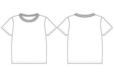 Kısa Kollu Bebek Tişörtü Teknik Taslak Çizim Vektör Çizim Şablonu