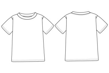 Kısa Kollu Bebek Tişörtü Teknik Taslak Çizim Vektör Çizim Şablonu