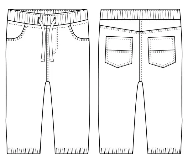 Bebek çocuk Denim Long kot pantolon, düz çizim tasviri