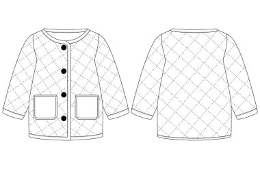 Bebek Çocuk Kız Giysileri Örtülü Yakasız Ceket tasarımı