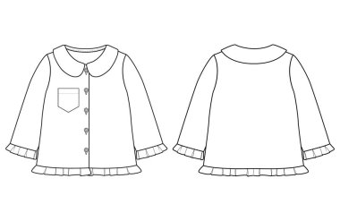 Bebek Kız Ruffled Polka Dot Gömleği Uzun kollu vektör tasarımı