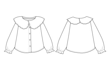 Bebek Kız Ruffled Polka Dot Gömleği Uzun kollu vektör tasarımı