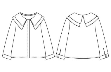 Bebek Kız Ruffled Polka Dot Gömleği Uzun kollu vektör tasarımı