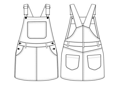 Bebek kızlar Danim Pinafore moda taslak şablonu taşıyıcısı
