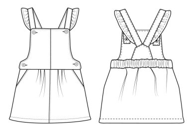 Bebek kızlar Danim Pinafore moda taslak şablonu taşıyıcısı