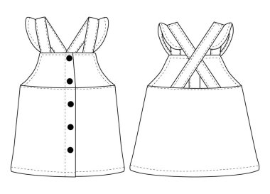 Bebek kızlar Danim Pinafore moda taslak şablonu taşıyıcısı