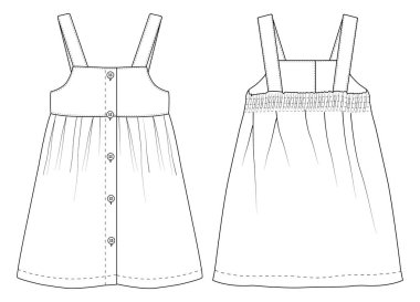 Bebek kızlar Danim Pinafore moda taslak şablonu taşıyıcısı