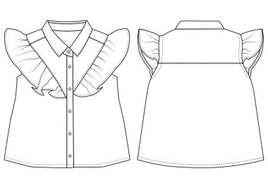 Bebek kızın imparatorluğu kollarını kesti Denim Top vektörü