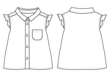 Bebek kızın imparatorluğu kollarını kesti Denim Top vektörü