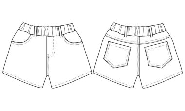 Baby Girls kot pantolonu düz pantolon vektör illüstrasyonu