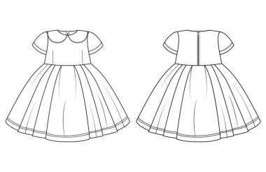 bebek kızlar kısa kollu Georgette frak yeteneği üst vektör sanat tasarımı