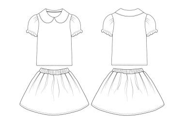 Baby Girls White tişörtü ve kısa pantolon vektör tasarımı