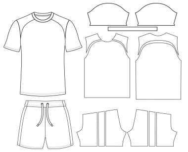 Spor forması t-shirt vektör şablonu ön ve arka vektör şablonu