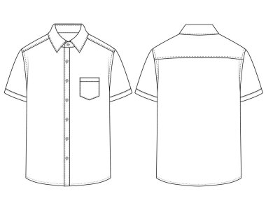 Erkekler kısa kollu resmi gömlek teknik düz vektör illüstrasyon cezbedici tasarımı