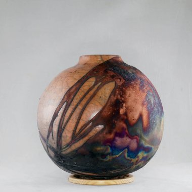 RAAQUU Raku seramik çömlek vazo gökkuşağı aurora desenli ev dekorasyonu Adil Ghani tarafından Malezya 'dan