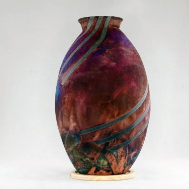 RAAQUU Raku seramik çömlek vazo gökkuşağı aurora desenli ev dekorasyonu Adil Ghani tarafından Malezya 'dan