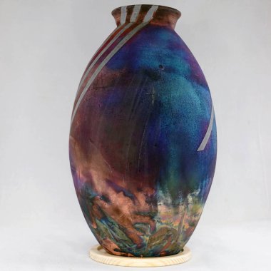 RAAQUU Raku seramik çömlek vazo gökkuşağı aurora desenli ev dekorasyonu Adil Ghani tarafından Malezya 'dan