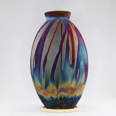 RAAQUU Raku seramik çömlek vazo gökkuşağı aurora desenli ev dekorasyonu Adil Ghani tarafından Malezya 'dan