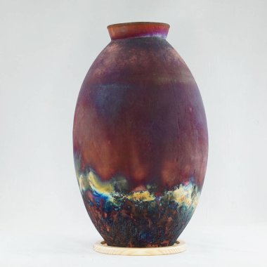 RAAQUU Raku seramik çömlek vazo gökkuşağı aurora desenli ev dekorasyonu Adil Ghani tarafından Malezya 'dan