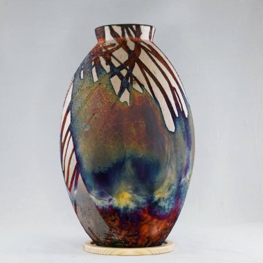 RAAQUU Raku seramik çömlek vazo gökkuşağı aurora desenli ev dekorasyonu Adil Ghani tarafından Malezya 'dan