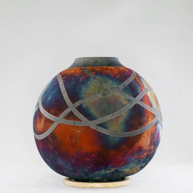 RAAQUU Raku seramik çömlek vazo gökkuşağı aurora desenli ev dekorasyonu Adil Ghani tarafından Malezya 'dan