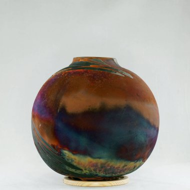 RAAQUU Raku seramik çömlek vazo gökkuşağı aurora desenli ev dekorasyonu Adil Ghani tarafından Malezya 'dan