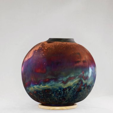 RAAQUU Raku seramik çömlek vazo gökkuşağı aurora desenli ev dekorasyonu Adil Ghani tarafından Malezya 'dan