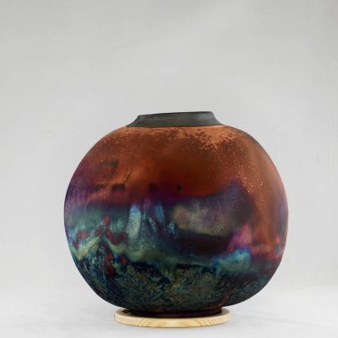 RAAQUU Raku seramik çömlek vazo gökkuşağı aurora desenli ev dekorasyonu Adil Ghani tarafından Malezya 'dan