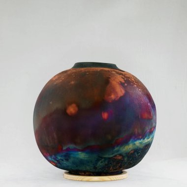 RAAQUU Raku seramik çömlek vazo gökkuşağı aurora desenli ev dekorasyonu Adil Ghani tarafından Malezya 'dan