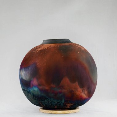 RAAQUU Raku seramik çömlek vazo gökkuşağı aurora desenli ev dekorasyonu Adil Ghani tarafından Malezya 'dan