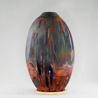 RAAQUU Raku seramik çömlek vazo gökkuşağı aurora desenli ev dekorasyonu Adil Ghani tarafından Malezya 'dan