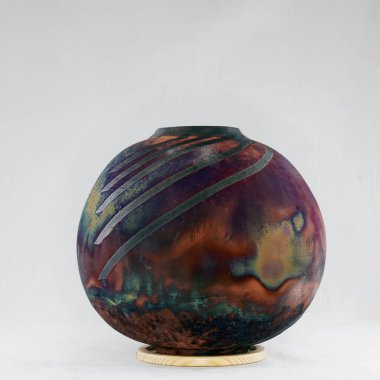 RAAQUU Raku seramik çömlek vazo gökkuşağı aurora desenli ev dekorasyonu Adil Ghani tarafından Malezya 'dan