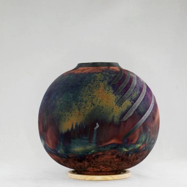 RAAQUU Raku seramik çömlek vazo gökkuşağı aurora desenli ev dekorasyonu Adil Ghani tarafından Malezya 'dan