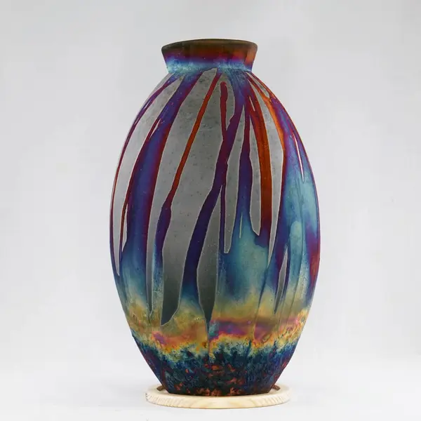 RAAQUU Raku seramik çömlek vazo gökkuşağı aurora desenli ev dekorasyonu Adil Ghani tarafından Malezya 'dan