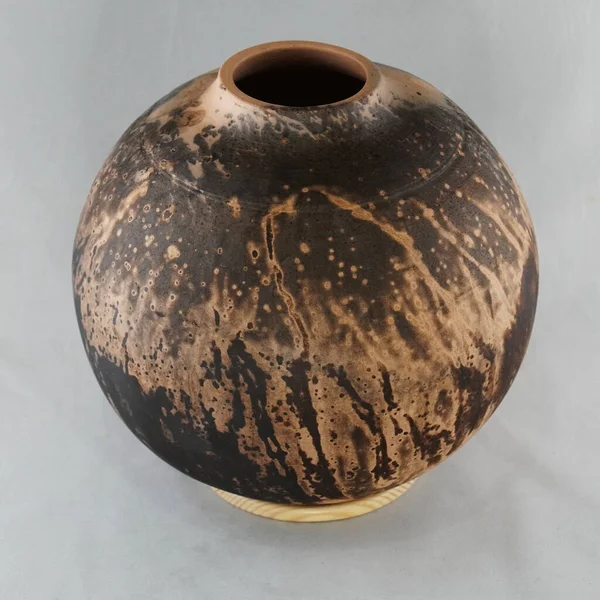 Raaquu Raku Céramique Poterie Vase Arc Ciel Aurore Motif Texturé — Photo