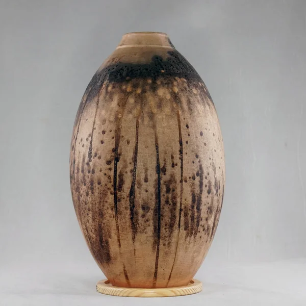 Raaquu Raku Keramik Vase Regnbue Aurora Tekstureret Mønster Hjem Dcor - Stock-foto