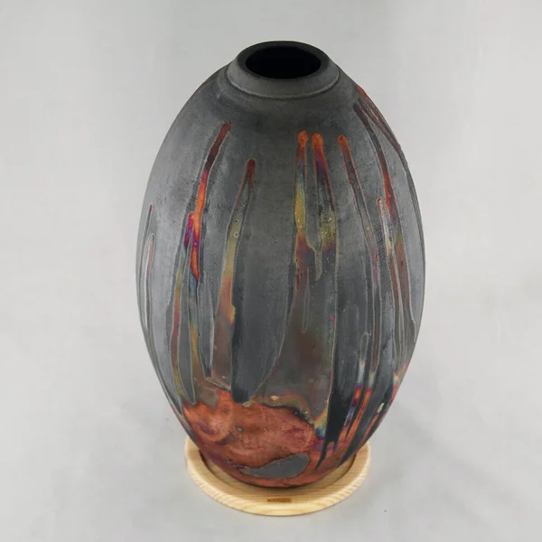 Raaquu Raku Céramique Poterie Vase Arc Ciel Aurore Motif Texturé Images De Stock Libres De Droits