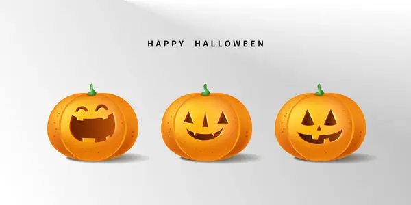 Happy Halloween Vector Magic Elements Pumpkins Ghost Illustration Flat Cartoon — Stock Vector