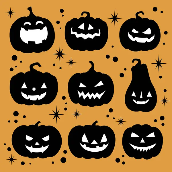 Happy Halloween Vector Illustration Various Pumpkin Combinations — Stock Vector