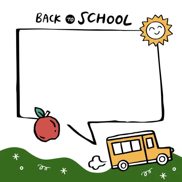 Back School Banner Hand Drawn Line Art Icons Education — Stock Vector