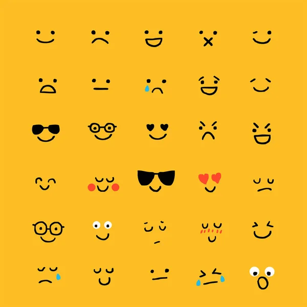 Conjunto Emoticonos Plantilla Diseño Tarjeta Felicitación Del Día Mundial Emoji — Vector de stock